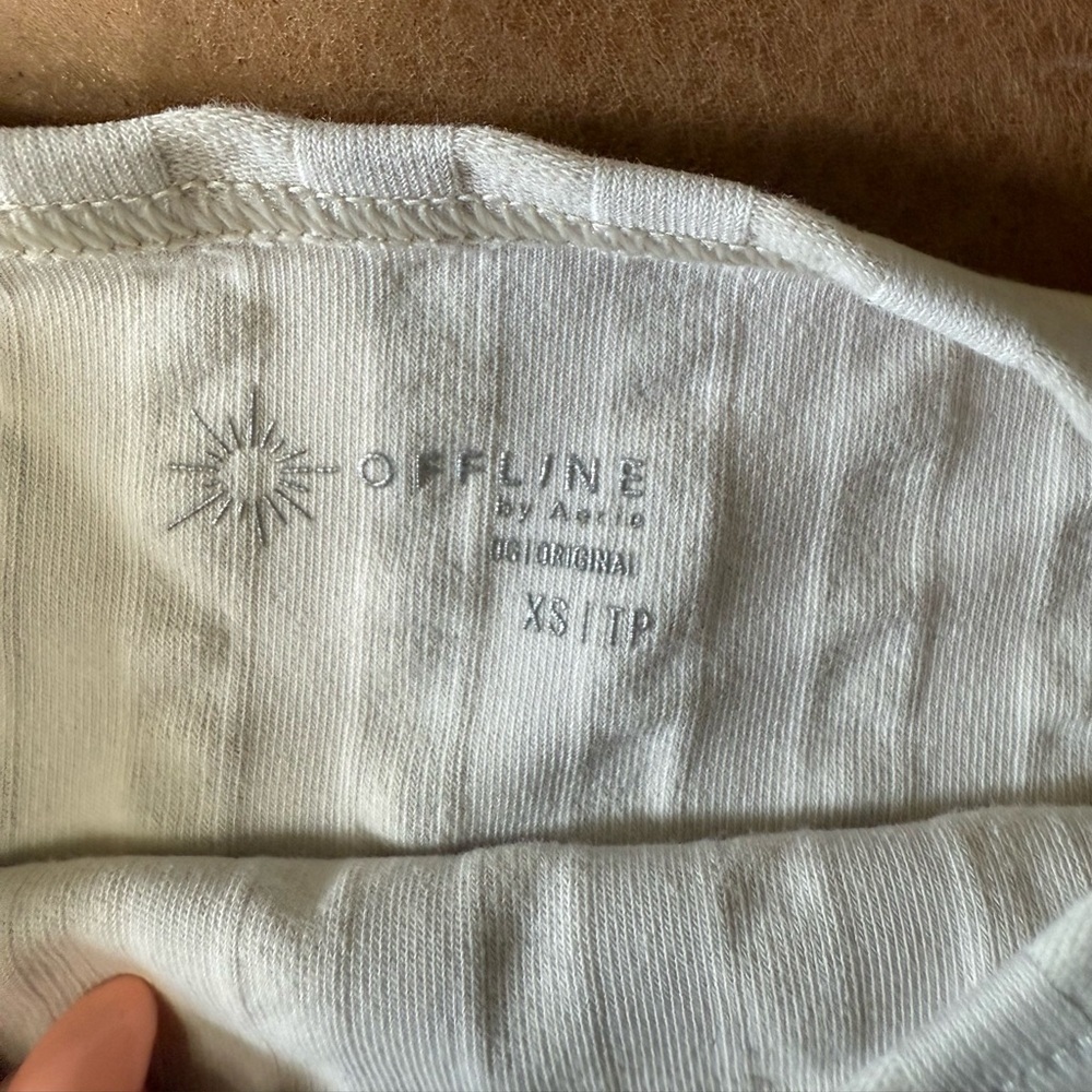 Offline By Aerie Groove Crop Top Cream Women’s Size XS - Picture 4 of 7